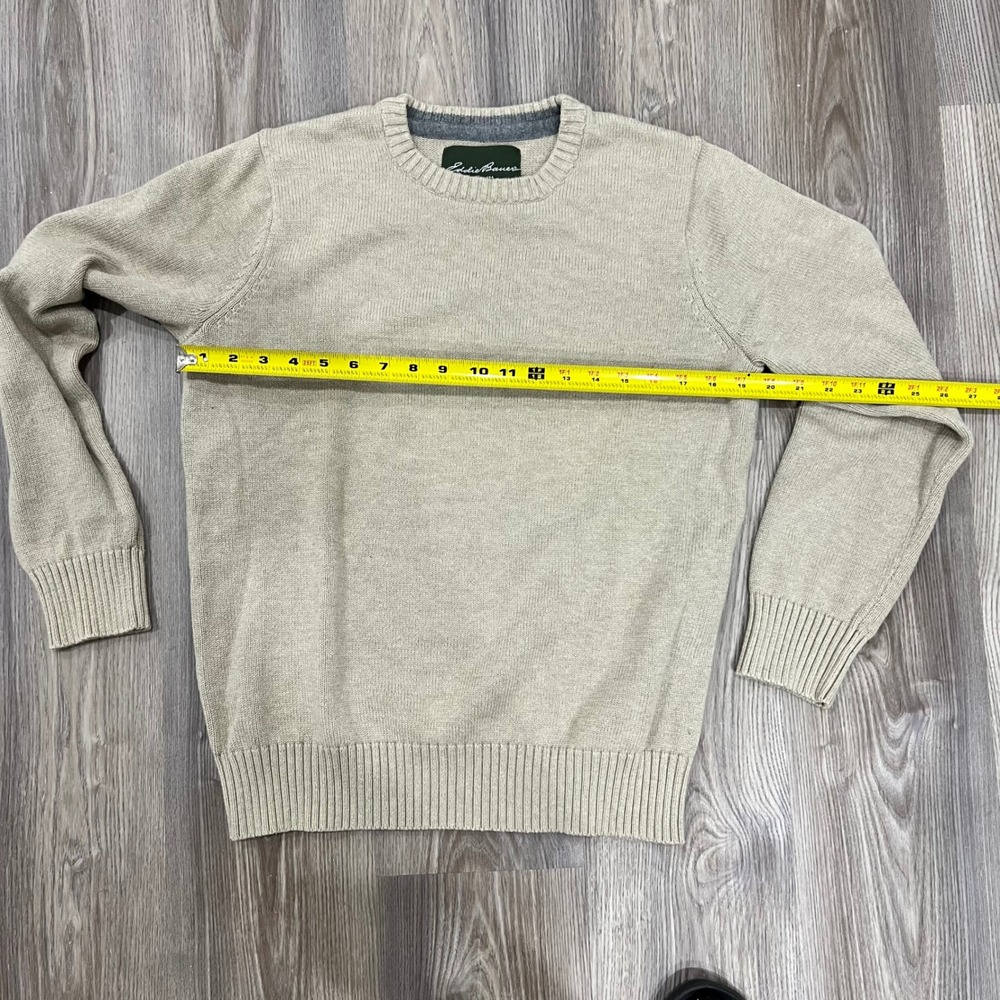 Eddie Bauer Mens Beige Tan Crewneck Knit Sweater Size M Long Sleeve Casual - Picture 3 of 6